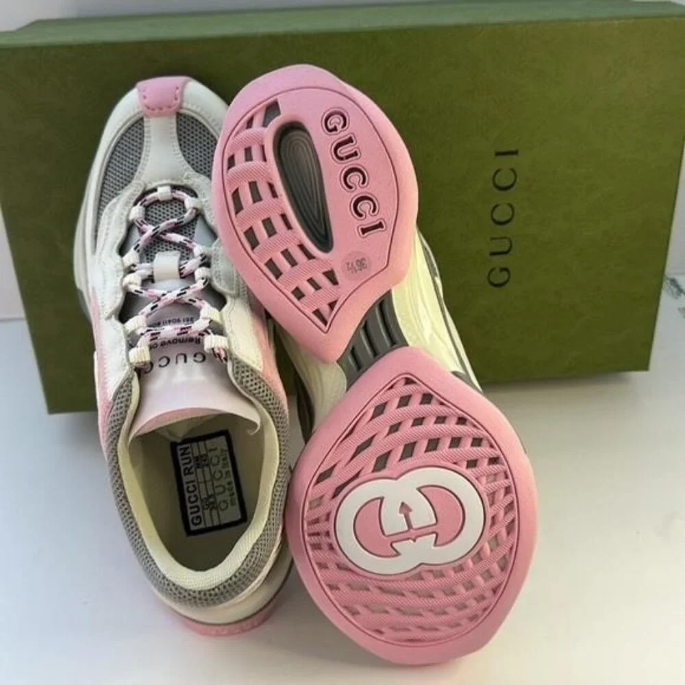 New Authentic Gucci Run Premiem Suede Mesh Sneakers